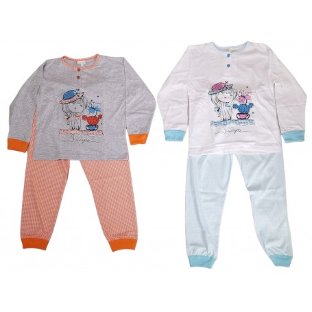 PIGIAMA COTONE M/L BAMBINA MONDO BLU